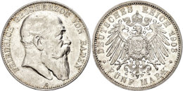 5 Mark, 1903, Friedrich I., Wz. Rf., Etwas Berieben, Vz., Katalog: J. 33 Vz5 Mark, 1903, Frederic I.,... - Autres & Non Classés