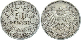 50 Pfennig, 1903, Ss., Katalog: J. 15 Ss50 Penny, 1903, Very Fine., Catalogue: J. 15 Ss - Autres & Non Classés