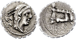 L. Procilius, Denar (3,95g), 80 V. Chr., Rom. Av: Kopf Der Juno Sospita Im Ziegenfell Nach Rechts, Dahinter "SC".... - République (-280 à -27)