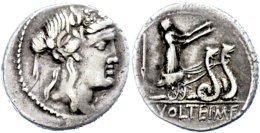 M. Volteius M.f., Denar (3,84g), 78 V. Chr., Rom. Av: Kopf Des Liber Nach Rechts. Rev: Ceres In Schlangenbiga Nach... - République (-280 à -27)