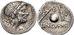 Cn. Cornelius Lentulus Marcellinus, Denar (3,62g), 76/75 V. Chr., Heeresmzst. Av: Kopf Des Genius Populi Romani Mit... - République (-280 à -27)