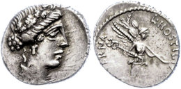 L. Hostilius Saserna, Denar (3,91g), 48 V. Chr., Rom. Av: Weiblicher Kopf Nach Rechts. Rev: Victoria Mit... - République (-280 à -27)