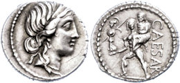 C. Iulius Caesar, Denar (3,75g), 47/46 V. Chr., Heeresmünzstätte In Afrika. Av: Venuskopf Nach Rechts.... - République (-280 à -27)