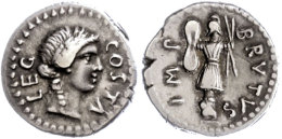 M. Iunius Brutus (Legat Pedanius Costa), Denar (3,96g), 42 V. Chr., Heeresmünzstätte In... - République (-280 à -27)