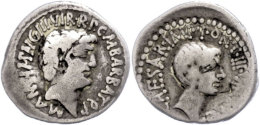 M. Antonius Und M. Barbatius Pollio, Denar (3,69g), 41 V. Chr., Athen. Av: Kopf Des M. Antonius Nach Rechts, Darum... - République (-280 à -27)