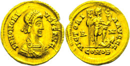 Honorius, 404-408, Solidus (4,44g), Rom. Av: Büste Nach Rechts, Darum Umschrift. Rev: Kaiser Mit Vilexum Und... - Autres & Non Classés