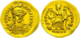 Theodosius II., 430-440, Solidus (4,44g), Konstantinopel. Av: Büste Mit Schild Und Speer Von Vorn, Darum... - Autres & Non Classés