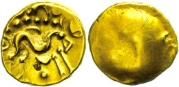 Gallien, Ambiani, Stater (6,26g), Gold. Av: Glatt. Rev: Pferd Nach Rechts, Darunter Kugel. Schörghuber 353ff.,... - Gauloises