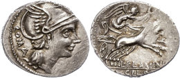 L. Flaminius Chilo, Denar (3,74g), 109/108 V. Chr., Rom. Av: Romakopf Mit Flügelhelm Nach Rechts, Davor... - République (-280 à -27)