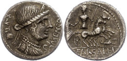 L. Farsuleius Mensor, Denar (3,65g), 75 V. Chr., Rom. Av: Libertasbüste Nach Rechts, Dahinter Pileus Und... - République (-280 à -27)