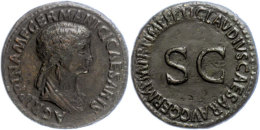 Agrippina Maior, Gest. 33 N. Chr., Sesterz (28,45g) Unter Claudius 42-43 N. Chr.. Av: Büste Nach Rechts... - Autres & Non Classés