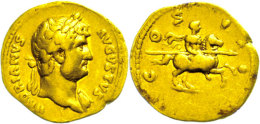 Hadrianus, 117-138, Aureus (6,99g), Rom. Av: Kopf Nach Rechts, Darum Umschrift. Rev: Hadrian Mit Speer Zu Pferd... - Autres & Non Classés