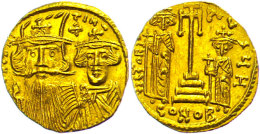 Constans II., 641-668, Solidus (4,31g), Konstantinopel. Av: Die Büsten Von Constans II. Und Constantinus IV.... - Byzantines