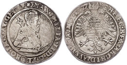 Taler, 1577, Maximilian II., Kuttenberg, Avers Stark Berieben, Ss.  SsThaler, 1577, Maximilian II., Kutnß... - Autriche