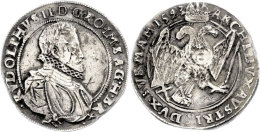 Taler (28,27g), 1593, Rudoph II., Kuttenberg, Dav. 8079, Kl. Schrötlingsfehler, Kratzer, Eingeritztes X Auf... - Autriche