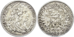 1/4 Taler, 1740, Karl VI., Hall, Herinek 588, Schöne Patina, F. Vz.  1 / 4 Thaler, 1740, Karl VI., Hall,... - Autriche