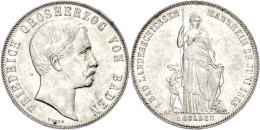 Gulden, 1863, Friedrich I., Auf Das 1. Badische Landesschießen In Mannheim, AKS 136, J. 78, Kl. Rf., Vz. ... - Autres & Non Classés