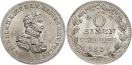 1/6 Taler, 1831, Wilhelm II., AKS 23, Vz-st.  Vz-st1 / 6 Thaler, 1831, Wilhelm II., Picture Postcards 23,... - Autres & Non Classés