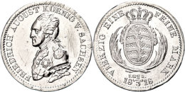 1/3 Taler, 1818, Friedrich August I., IGS, AKS 36, J. 29, Gereinigt, Ss+.  1 / 3 Thaler, 1818, Frederic August... - Autres & Non Classés