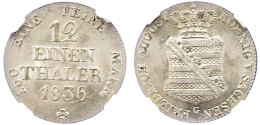 1/12 Taler, 1836, Friedrich August II., AKS 105, J. 71, In Plastikholder Der NGC Mit Der Bewertung "MS 63".  1... - Autres & Non Classés