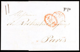 1842, Faltbrief Von "ST. PETERSBURG" Nach Paris Mit "PP" Und 2 Roten Grenzübergangsstempel Unda. "A.E.D" Im... - Autres & Non Classés