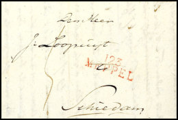 "123 MEPPEL", Klarer Roter L2 Auf Portobrief Mit Inhalt Nach Schiedam, 1814  BF123 MEPPEL, Clear Red Two-line... - Autres & Non Classés