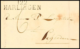 "122 HARLINGEN", Klarer L2 Auf Portobrief Mit Inhalt Nach Schiedam, 1814  BF122 HARLINGEN, Clear Two-line... - Autres & Non Classés