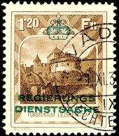 1,20 Fr. Mit Aufdruck, Gez. L 11½, Gestempelt VADUZ 9.XI.3?, Mi. 580,-, Katalog: 8B O1, 20 Fr. With... - Autres & Non Classés