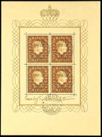 5 Fr. Fürst Franz Josef II, Kleinbogen, Gestempelt VADUZ 4.III.43, Mi. 200,-, Katalog: 185Klbg O5 Fr.... - Autres & Non Classés