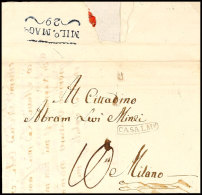 "CASALMe" Kleiner Ra1 (=Casalmaggiore) Auf Brief Nach Mailand, Ank.stp. "MILo.MAGo.29", 1807  BFCASALMe Small... - Autres & Non Classés