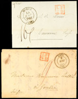 "LF2D" Und "LF4D"; Je Roter Ra2 (lettre Francaise 2 Bzw. 4 Decimes), 2 Briefe MOREZ-Lausanne 1841 Und LYON-Genf... - Autres & Non Classés