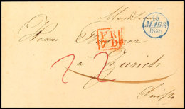 "FR7D", Roter Ra2 Auf Brief Aus Paris Mit Blauem Datumstempel "14 MARS 1836" Nach Zürich  BFFR7D, Red Box... - Autres & Non Classés
