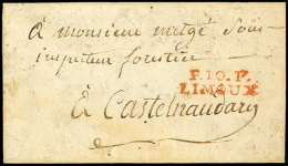 "P.10.P. LIMOUX", Roter L2 Klar Auf Frankobrief Mit Inhalt Nach Castelnaudary, 1807  BFP. 10. P. LIMOUX, Red... - Autres & Non Classés