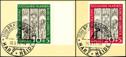 10 Pfg Und 20 Pfg Marienkirche, Tadellos Gestempelt "BRAUNSCHWEIG 26.9.51" Auf Luxus-Briefstücken, Fotoattest... - Autres & Non Classés