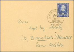 30 Pf. Wohlfahrt 1949, Einzelfrankatur (überfrank.) Auf Brief Von BOPPARD 12.9.50 Nach Brensbach, Katalog: 120... - Autres & Non Classés