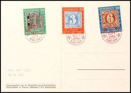 10 Pfg Bis 30 Pfg Tag Der Briefmarke 1949 Auf Blanko-Karte Mit Rotem Sonderstempel "MÜNCHEN 30 SEPT 1949",... - Autres & Non Classés