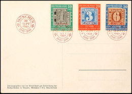 10 Bis 30 Pf., 100 Jahre Briefmarken, 3 Werte Kpl. Auf Ansichtskarte Mit Rotem ESST, Mi. 200,-, Katalog: 113/15... - Autres & Non Classés