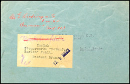 1949 (ca.), "Zurück Steuermarke "Notopfer" Berlin Fehlt. Postamt Bremen 5", Aufklebezettel Auf Unfrankiertem... - Autres & Non Classés