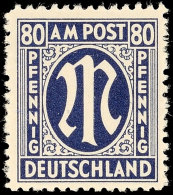 80 Pfg AM-Post, Deutscher Druck, A-Farbe, Zähnung B, Z-Papier, Tadellos Postfrisch, Bestens Gepr. A. Schlegel ... - Autres & Non Classés