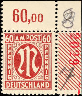 60 Pf. Karminbraun, Re. Obere Bogenecke Mit Roter Zählnummer, Tadellos Postfrisch, Fotokurzbefund A. Schlegel... - Autres & Non Classés