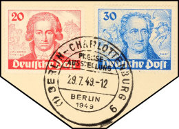 10 Bis 30 Pf. Goethe Tadellos Komplett Auf Briefstücken Mit SST "BERLIN-CHARLOTTENBURG PRESSE-AUSSTELLUNG... - Autres & Non Classés