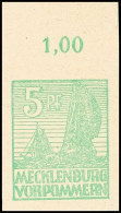 5 Pf. Mittelgrün, Mit Oberrand, Tadellos Postfrisch, Gepr. Kramp BPP, Mi. 240,-, Katalog: 32xb **5 Pf.... - Autres & Non Classés