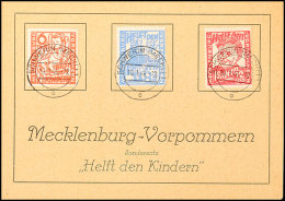 6 Pfg. Bis 12 Pfg. Kinderhilfe Auf Sonderkarte Mit Versandstellen-Stempel SCHWERIN O 10.1.46, Pracht, Lose 180,-,... - Autres & Non Classés