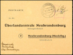 KLEETH, Klarer Abschlag A. Postkarte D. Überlandzentrale Neubrandenburg Vom 16.1.46, Tadellose Erhaltung ... - Autres & Non Classés
