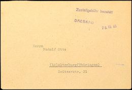 DREBKAU, Klar A. Brief Mit Barfreimachung Vom 28.8.45 Nach Altenburg, Sign. Zirkenbach  BFDREBKAU, Clear On... - Autres & Non Classés