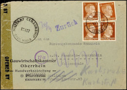 1945, Vordruckbrief Der Ausgelagerten Gauwirtschaftskammer In Pforzheim Gebraucht Aus ETTLINGEN 24.3.45 Mit 4... - Autres & Non Classés