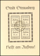 Wiederaufbaublock Mit Plattenfehler I "Strausburg", Gestempelt 30.1.46, Tadellose Erhaltung, Katalog: Bl.2PFI... - Autres & Non Classés