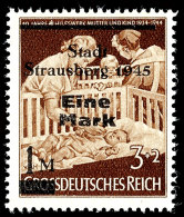 1 M. Bis 5 M. Mit Aufdruck "Stadt/Strausberg 1945", 4 Postfrische Kabinettstücke, Unsigniert, Mi 320,- (alter... - Autres & Non Classés