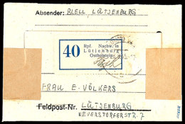 40 Pfg Gebührenzettel Mit Signum Des Postbeamten Auf Kompletter Päckchen-Adresse Mit Stempel... - Luetjenburg