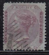 Eight Pies (On Bluish) , British East India 1860, QV Used, No Watermark, Early Indian Cancellations Cooper Renouf Type 4 - 1854 East India Company Administration
